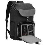 Cwatcun Professional Waterproof DSLR Camera Backpack Bag Canvas with Laptop Compartment 14" and Tripod Holder, Camera Case Backpack Large for Mirrorless Cameras Canon Nikon Sony Pentax Lens etc