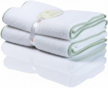 Lotus Linen Luxury Scallop Piping Bath Sheet Set of 2, 100% Zero Twist Cotton, Oversized Bath Towel, Ultra Soft Absorbent, Extra Large Towels for Bathroom (Sage Green Piping, Bath Sheet (Pack of 2))