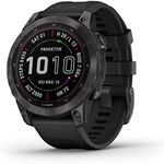 Garmin fenix 7 Sapphire Solar, adventure smartwatch, with Solar Charging Capabilities, rugged outdoor watch with GPS, touchscreen, wellness features, carbon gray DLC titanium with black band