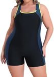 beautyin One Piece Athletic Bathing Suit Plus Size Scoop Neck Swimsuits Yellow/Black