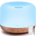 500ml Aromatherapy Essential Oil Diffuser Ultrasonic Air Humidifier with 4 Timer Settings 7 LED Color Changing Lamps, 10 Hours Continuous Mist Mode Running - AUTO Shut Off