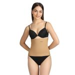 Emio Women's Waist Trainer Corset for Everyday Wear Anti Rolling Tummy Control Body Shaper- Beige (XL)