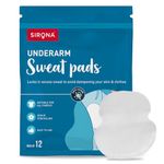 Sirona Disposable Underarm Sweat Pad for Men & Women | 12 Pads | For Sweat Stains & Foul Odour | Breathable Material for Quick Absorption | Self-Adhesive
