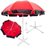 RAINPOPSON Garden Umbrella with Stand 7ft Outdoor Big size for Hotel,Shop,Restudent Patio Garden Umbrella (Red)