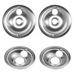 Chrome Oil Drip Pans Stove Burner Drip Bowl Replacement Compatible with Electric Stove 4 Pcs