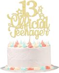 Confetti! 13 Official Teenager Cake Topper - Glitter Number 13 - Cheers to 13-13th Birthday Cake Pick Decorations for Teen 13th Birthday Party Decorations Supplies (Gold)