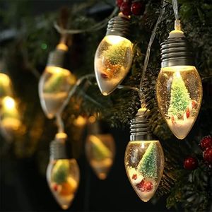 3M Christmas Vintage Decor String Light - 20LED Snow Globe Bulbs String Lights with Tree & Snow & Cute Ornaments Christmas Indoor decorations for Home Patio Mantel Fireplace Xmas Tree Decoration