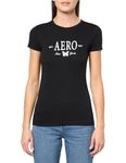 AEROPOSTALE Women's Butterflies Short Sleeve Graphic Tee, Dark Black, XL