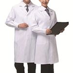 Mcvcoyh Unisex White Laboratory Coat, Chemistry Laboratory Coat, Cotton for Women and Men, White, L