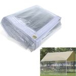 WerkWeit Clear Vinyl Tarp 6FT x 8FT Heavy Duty Vinyl Tarp 20 Mil Transparent and Waterproof Tarp Curtain PVC Tarpaulin with Brass Grommets for Canopy Patio Garden Pergola