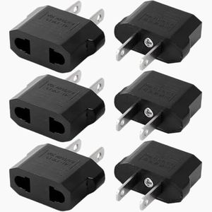 6X Adaptadores de Enchufe Americano a Europeo VAZCAN® | Compacto y Esencial para Viajes | Compatible con EE.UU., México, Japón y más | Ligero y Fácil de Usar