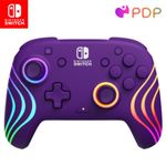 PDP Afterglow Wave Wireless Pro Controller for Nintendo Switch/OLED Model with Customizable LED Lighting (Purple)