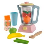 KidKraft Pastel Toy Smoothie Blender with Play Food, Accessory for Kids' Kitchen, Wooden Toy Kitchen Appliance Set for Kids, Play Kitchen Accessories, Kids' Toys, 63377