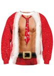 TUONROAD Mens Womens Ugly Christmas Sweatshirts Tie Chest Long Sleeve Sweaters for Christmas Red L