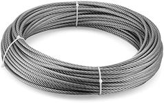 LEXININ 3/16 Inch x 98 Feet Wire Rope Cable, 5mm Thick Stainless Steel Wire Rope 7x19 Strands Construction, Picture Hanging Wire Aircraft Cable for Deck Railing, DIY Balustrade, Clothesline