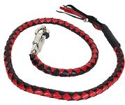 Motorcycle Biker Get Back Whip Genuine Leather 42" Long Black & Red