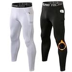 2 Pack Thermal Underwear for Men Warm Sports Leggings & Running Tights Wintergear Base Layer Bottoms Long Johns Pocket