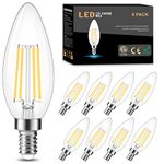 Cotanic Dimmable E12 LED Candelabra Bulb 4000K Daylight, Ceiling Fan Light Bulbs Small Base,60W Equivalent,Type B Bulb for Chandelier,Vintage B11 LED Candle Shape with Clear Glass,600LM,8 Pack