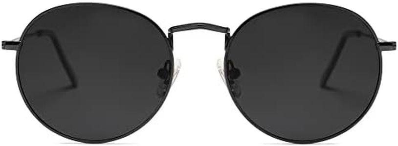 SOJOS Small Round Polarized Sunglasses for Women Men Classic Vintage Retro Shades UV400 SJ1014 with Matte Black Frame/Grey Lens