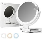 Fancii Travel Magnifying Mirror with Lights 10x /1x, Rechargeable | 9-Inch Extra Large LED Lighted Makeup Mirror, Folding Double Sided Portable Vanity Mirror, 3 Light Settings, Touch Sensor (Sadie)
