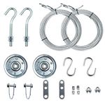 LAJIAOZ Garage Door Cable and Pulley Replacement Insulation Kit for 7' Overhead Sectional Garage Doors, Including 2 Pairs of Galvanized Aircraft Cables, 2pcs 3" Heavy Duty Pulleys, 12 Fasteners