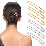 Lusofie 6Pcs Metal U Shaped Hair Pins Hair Sticks French Hair Pin Hair Fork Retro 2 Prong Updo Chignon Pins for Women Girls Hairstyle Accessories(Gold, Silver)