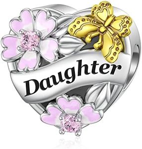 SEVENWELL Sterling Silver Charm for Pandora Mother Sister Daughter Wife Grandma Charm Family Rose Flower Charm, Cubic Zirconia, Cubic Zirconia