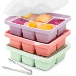 2023 Newest Ice Cube Tray with Lid and Tong, 3Pack Silicone Large Ice Cube Molds BPA Free，Silicone Freezer Trays Flexible Stackable and Easy-Release Containers for Baby Food, Drinks，Souper