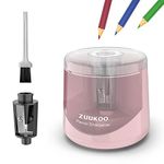 Zuukoo Electric Pencil Sharpeners, Battery Powered for Colored Pencils, High-Speed Operated Automatic & Manual Pencil Sharpener for Kids, Home School (Pink)