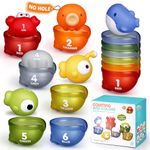 Mold Free Water Pool Toys for Toddlers 1-3, No Hole Animals Baby Bath Toys for Kids with Stacking Cups，12 Pieces Water Table Toys for Toddlers Infants, Beach Toys for Outdoor Water Play