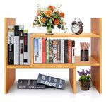 Bamboo Desk Storage Organizer, Desktop Display Shelf Rack, Multipurpose Bookshelf for Office & Home, Expandable Desktop Stand Bookshelf, Office Storage Rack - Free Style Displa Natural Stand Shelf