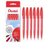 Pentel S520 Original Sign Pen Fibre Tip Marker Fineliner Pens - 2mm Nib - 1mm Line - Red Ink - Pack of 6 in Gift Box