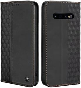 CXTCASE Case for Samsung Galaxy S10+, Shockproof PU Leather Flip Folio Cover with Card Slots, Magnetic Wallet Case for Samsung Galaxy S10+, Black