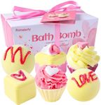 6 Pieces Sweetheart Bath Bombs Gift Set for Women and Girls, Assorted Cupcake & Heart Designs, Spa Bath Ball Fizzies with Essential Oils, Ideal for Christmas, Birthday, Valentine's Relaxation Gifts