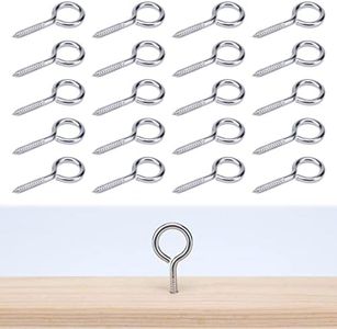 Muzata 20pack 2.0Inch M4 Screw Eye Hook Wood Screws Metal Hook T316 Stainless Steel for Wood Securing Cable Wire Terminal Ring Eyelet Stand Self Tapping Eye Bolt Indoor Outdoor CN22 HN1