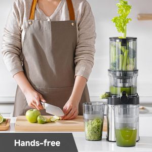 AMZCHEF Cold Press Juicer – Stainless Steel, Large Feed Chute, Easy Clean