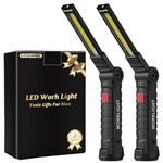 Coquimbo COB Rechargeable Magnetic Base 360 Degree Rotate and 5 Modes Bright LED Flashlight Inspection Work Light for Car Repair, Household and Emergency Use (27x4.5 cm) 2 Pack