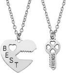 Silver Couples Necklace - Key Heart