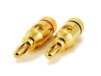 Monoprice 24k Gold Plated Speaker Banana Plugs, Open Screw Type (1 Pair)