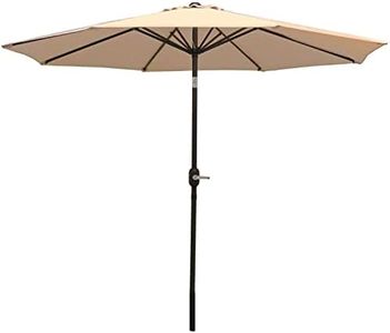 Sunnydaze 9-Foot Patio Umbrella - Push-Button Tilt and Crank Handle - Aluminum Pole and Polyester Shade Canopy - Beige