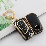 ontto Car key fob cover Fit for Toyota Aygo Yaris Corolla Auris Avensis Hilux Rav4 2010-2020 Flip Key case Shell Smart key Holder bag keychain keyring Accessories 2 buttons Black