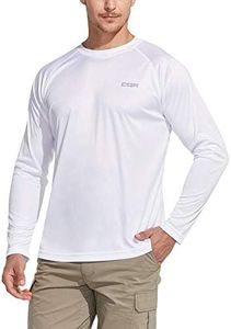 CQR Men's UPF 50+ Outdoor Long Sleeve Shirts, UV Sun Protection Loose-Fit Water T-Shirts, Performance Running Workout Shirt TOL003-WHT Large