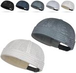 INDIGO WHALES 2 Pack Men's Breathable Brimless Hat, Lightweight Mesh Skull Cap for Summer Outdoor Wear (White+Gray)