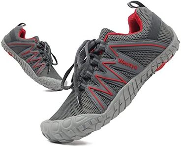 Weweya Barefoot Shoes for Women Minimalist Running Cross Training Shoe, Grey Red, 10.5