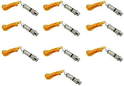 Nicky Bigs Novelties 10 Pack Train Conductor Whistle Metal Locomotive Toy Prop Costume Accessory Fun Silver/Yellow