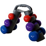 BodyRip Neoprene Dumbbell 7pcs 12kg Set with Stand, Ergocomfort Grip