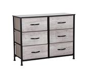 Requena Chest of Drawers, 6 Drawers with Wood Top and Large Storage Space, Easy to Install Room Organizer, for Bedroom, Living Room, Nursery Room, Hallway CD-5826-GREY-BLK