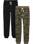 Simple Joys by Carter's Boys' Pull-On Fleece Pants, Pack of 2, Black/Camo, 7