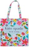 kate spade new york Cute Canvas Tote Bag for Women, Canvas Beach Bag, Book Tote with Pocket, Safari Floral, Safari Floral, Small, Tote