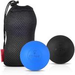 Massage Balls, 2 Pack Lacrosse Massage Balls, Suitable for Myofascial Release, Trigger Point Therapy and Full Body Relax, Manual Massage Balls for Neck, Back, Shoulder, Foot etc. (BLUE + BLACK)